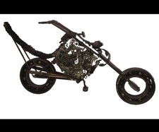 Awesome RARE OOAK Vintage Weld Art Sculpture Figurine Chopper Motorcycle 22” picture