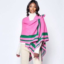 Pink Green Shoulder Ruana picture