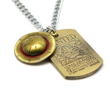 One Piece Straw Hat Luffy Luffy Wanted Necklace Chain Anime Manga Cosplay New picture
