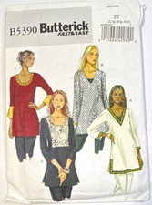 Uncut Butterick B5390 Fast & Easy Women's Tunic Size 16-26 Contemporary Original picture