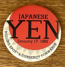 Vintage 1995 Japanese Yen CME Launch Pin Trading Floor Button Wall Street CBOT picture