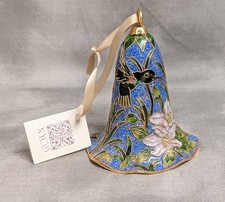 Vtg NYCO Enamel Cloisonne Bell Hummingbird Floral 4