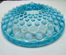 Vintage Fenton Blue Opalescent Hobnail Glass Powder Jar Lid Only 3.5