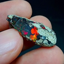 Ethiopian Smoked Black Opal Rough 14.80 Carats | Intense Rainbow Fire Black Opal picture