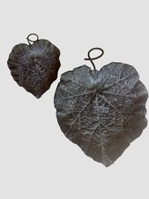 Emilio Maraffi Signed Bronze Leaf Wall Sculptures Italy MCM Pair Cartier Design picture