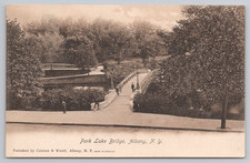 Park Lake Bridge Albany NY – Coulson & Wendt 1908 Postcard Made in Germany picture