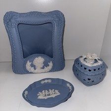3 Vintage Wedgewood Pieces. Trinket Box, a Jewelry Dish, and and Picture Frame picture