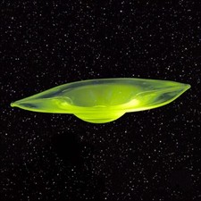 Blenko Clear Inclined Bowl Dish Applied Swirl Bottom Manganese 365nm UV Glow VTG picture