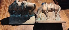 Pair Metal Horse Bookends, Black & Bronze Tone, 3D Effect Animal Theme picture