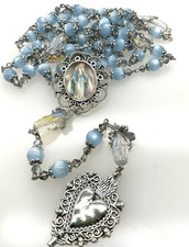 Rosary Immaculate Mary Blue Beads and Sacred Heart picture