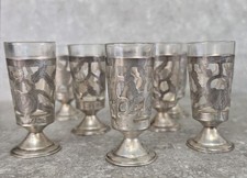 Vtg Set 8 MCM Mexican .925 Sterling Silver Cordial Bar Shot Glasses FREE US SHIP picture