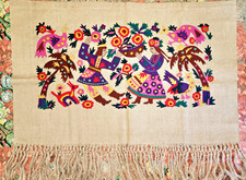 Mexican Embroidered Otomi Tenango Wall Tapestry Handmade MULTICOLOR picture