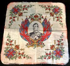 1937 KING EDWARD III CORONATION SOUVENIR HANDKERCHIEF BRITISH ROYALTY picture