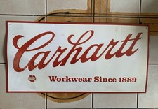 Vintage Carhartt Workwear Since 1889 Metal Advertising Sign 24x12” picture