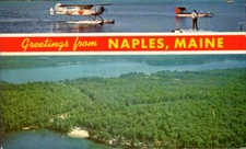 Naples, Maine, Greetings, Plane Landing on Lake, Postcard 3205 picture