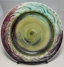 Vintage 1990 Toshiko Takaezu Glazed Art GlPottery Stoneware Plate Plaque Charger picture