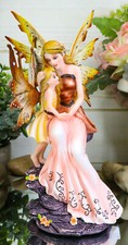 Fantasy Mother Fairy with Little Daughter Figurine Statue 8.75
