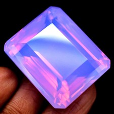 150 CT Certified Purple Pink Opal Emerald Cut Big Size Loose Gemstone Rare Find picture