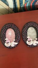 Pair Of Pink Poodle Polka Dot Oval Picture Frames picture