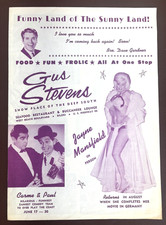 RARE VINTAGE 1963 JAYNE MANSFIELD GUS STEVENS MENU BILOXI MS ANDY GRIFFITH SHOW picture
