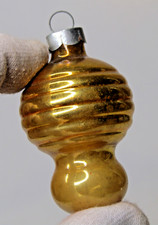 VTG pre WWII Glass Ribbed Tiered TORNADO DROP Christmas Ornament US of A Corning picture