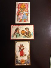 Lot of 3 Antique Vintage Halloween Postcards picture