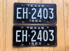 Pair of 1964 Texas License Plates - Check With DMV For YOM picture