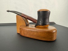 Vintage Real Cherry Wood Tobacco Pipe Made in Switzerland Black Bowl picture