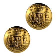 Maryland State Seal Button Pair (2x) - 24 Ligne - Gold Finish - Swedge Backing picture
