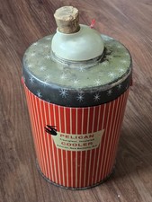 Vtg Mid Century PELICAN Metal Hazel Atlas Glass Lined Cooler Jug, Art Deco  picture