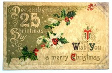 Vintage 1915 Embossed Art Nouveau Christmas Postcard picture