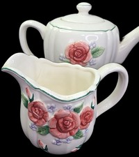 Otagiri Rose Mary Ann Baker Handpainted Coffee Pot, Sugar and Creamer picture