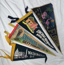 Vintage Travel Souvenir Pennants Lot of 4: Florida, DC, Knob Creek, Gettysburg picture