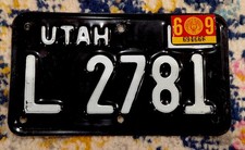 1969 Utah Motorcycle License Plate - Rare - Minty - Great Colors  picture