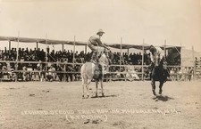 Leonard Stroud Cowboy Trick Rider Horse Rodeo 1920s RPPC Photo Postcard COPY picture
