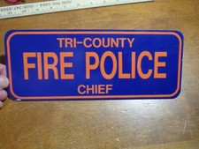 TOLLAND CONNECTICUT TRI TOWN FIRE POLICE CHIEF SIGN PLAQUE 1970S  BX B picture