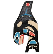 Cedar West Coast Native Orca Whale Wall Carving By George Stokes 2026 picture