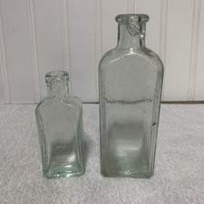 Two Antique Green Lt. Blue Three-in-One 3 in 1 GLASS Oil bottle old picture