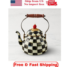MACKENZIE-CHILDS Tea Kettle, 2 Quarts, Black-and-White Courtly Check picture