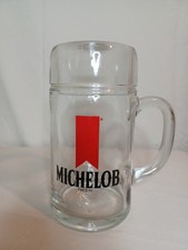 Vintage large Michelob Beer Clear Glass With Handle Mug With Red Logo picture