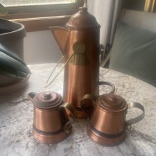 Vintage Gregorian Solid Copper Coffee Pot/Tea Set with Stickers Made In USA MCM picture