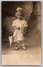 Rppc Postcard - Cute Little Girl With Parasol Umbrella picture