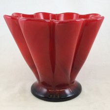 Fenton Mandarin Red Handkerchief Vase 5 inches Tall 5.75 Mouth 3.25 Base No Mark picture