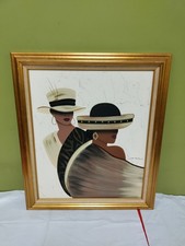 JUNE MARIE ORIGINAL OIL ON CANVAS TWO AFRICAN AMERICAN WOMAN & EARRINGS PAINTING picture