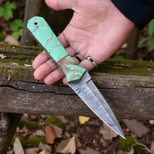 CUSTOM HAND MADE FORGED DAMASCUS STEEL BOOT KNIFE HUNTING THROWING 686 picture