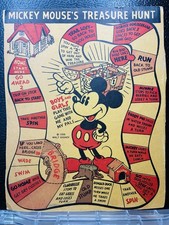 1935 POST TOASTIES Cereal Box Mickey Mouse Treasure Hunt Cut Out Incomplete picture