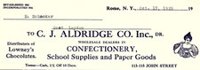 1929 ROME NY C.J. ALDRIDGE CO CONFECTIONERY MORE LETTERHEAD BILLHEAD Z6446 picture