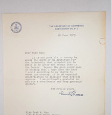 Lewis Strauss Signed Letter 1959 Secretary of Commerce Senate Vote TLS Autograph picture