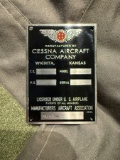 Vintage Cessna Aircraft Data plate picture
