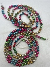 Vtg Mercury Glass Bead Garland Set of 2 MCM Multi Color Christmas *READ picture